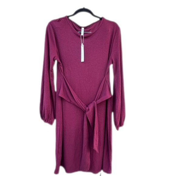 Lionstill Women's Elegant Long Sleeve Dress Casual Crew Neck Tie/Wine - Picture 10 of 12